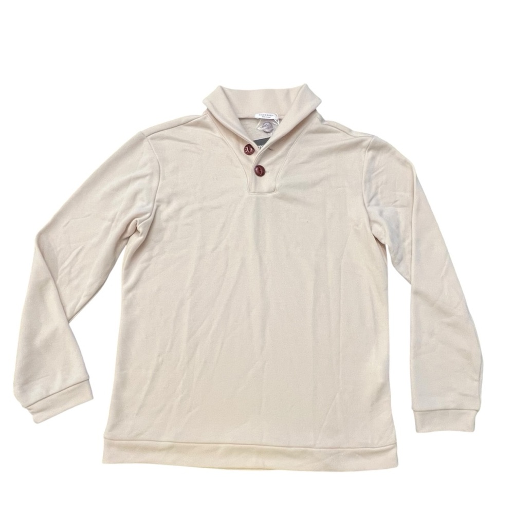 NEW COOFANDY Casual Shawl Collar Pullover Ivory Size‎ Large Sweatshirt Classic